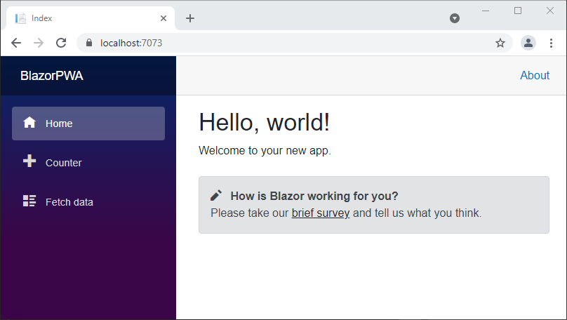 Running PWA blazor application
