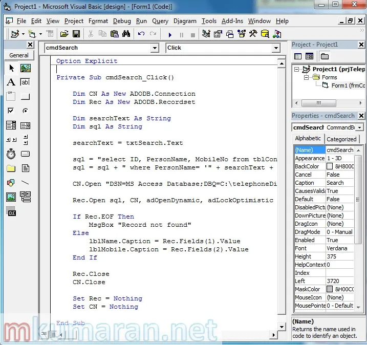 VB6 Code window