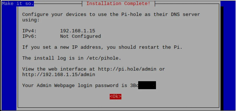 pi-hole installation done
