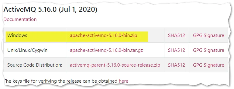 Active MQ download page