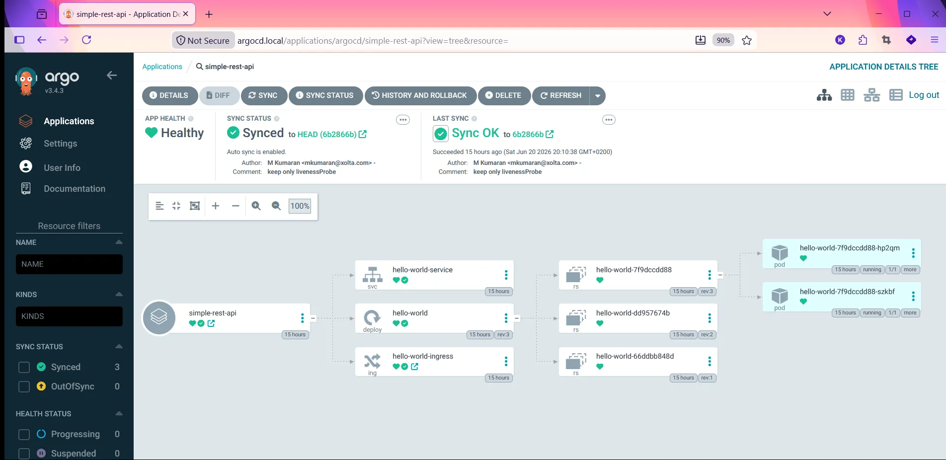 Simple rest app on ArgoCD