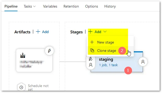 Clone staging pipeline
