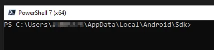 command prompt in the SDK location