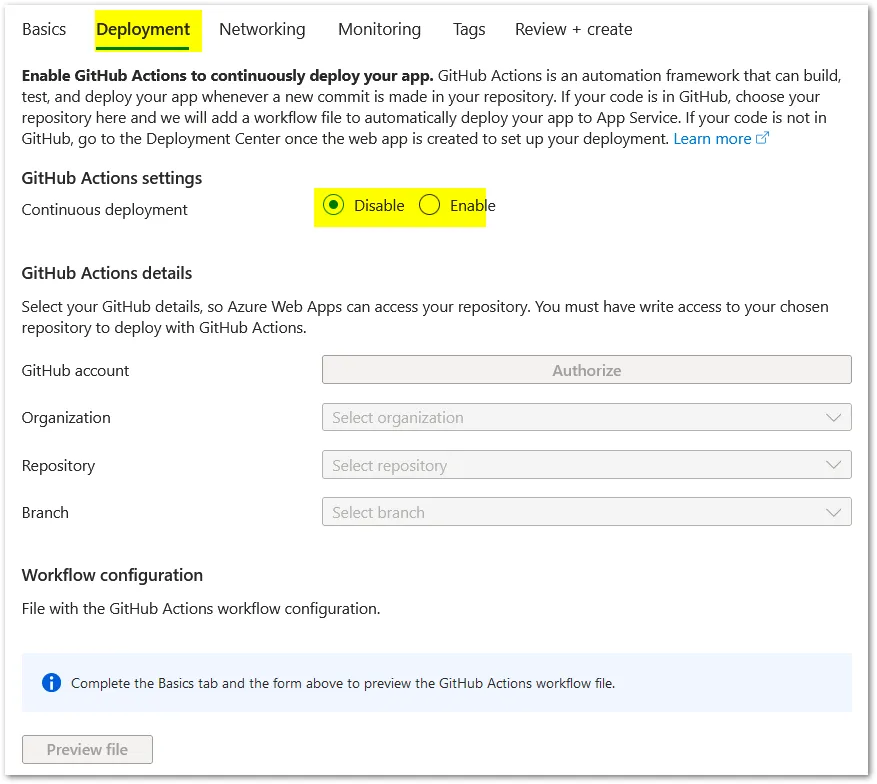 Don&#x27;t select github action