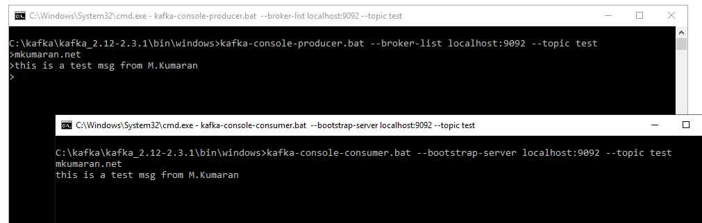 Producer and consumer window for testing