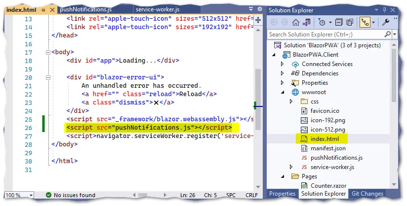 Link the pushnotification.js in HTML