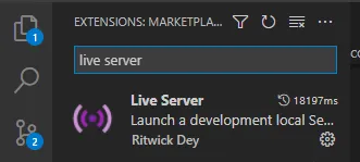 Live server extension in visual studio code