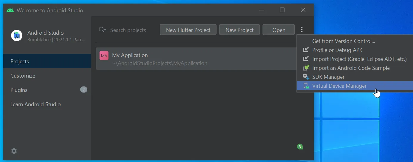 Open VDM in welcome screen