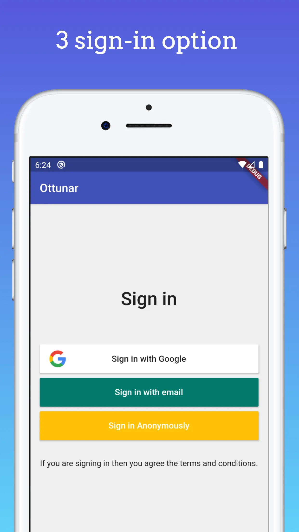 Sign in screen