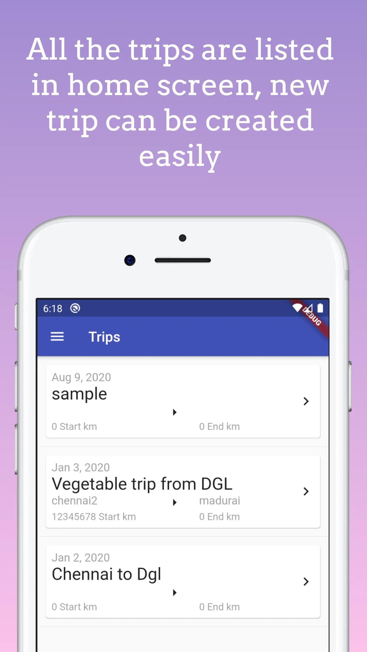 Trip screen