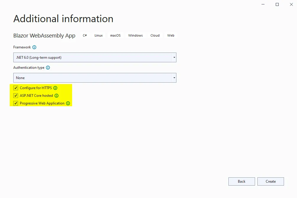 Select PWA option