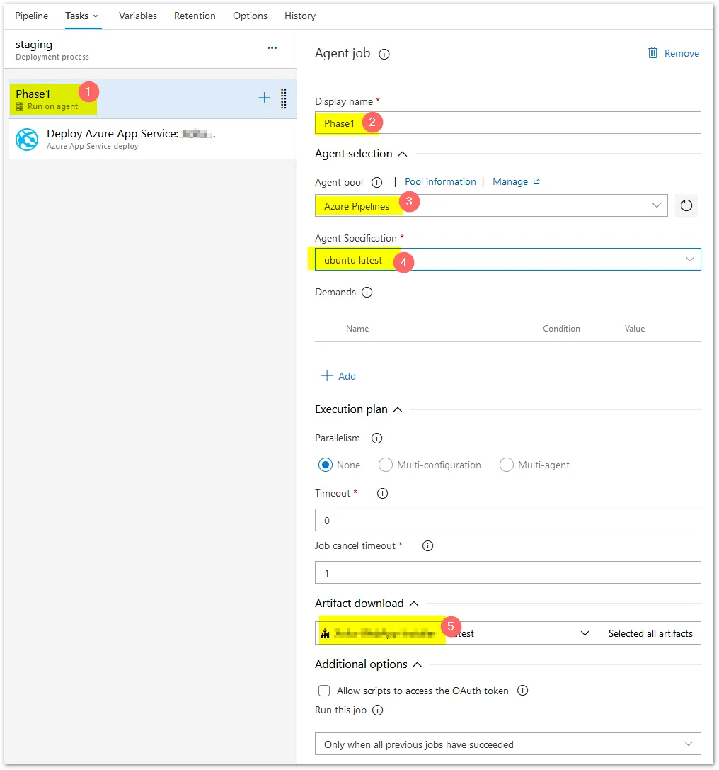 Staging release settings