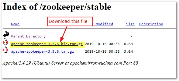 Apache zookeeper downloaded link